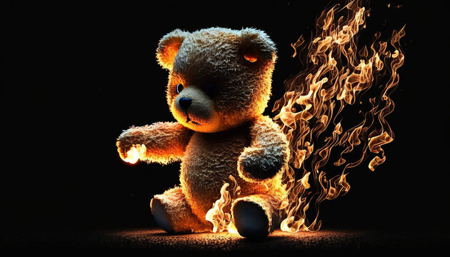Naklejka flaming teddy bear