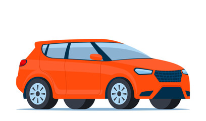 Obraz premium Red modern Suv car, side view. Vector illustration.