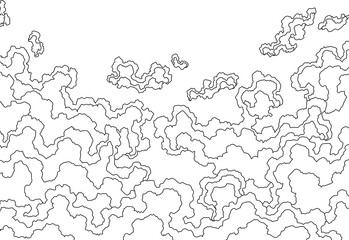 Sketch of sky clouds. Morning or evening landscape with clouds. Heaven skies background with lens effect