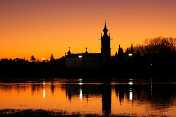 Fototapeta premium sunset over the river