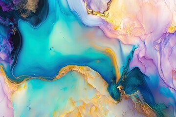 Fototapeta premium Abstract liquid marble texture background. Colorful alcohol ink paint pattern with liquid flow with swirls.