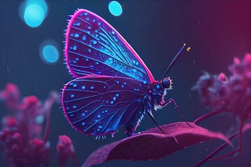 A close-up view of a beautiful butterfly and colorful flowers. Created with Generative AI Technology