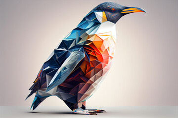 Beautiful abstract surreal geometric penguin concept, contemporary colors and mood social background. 