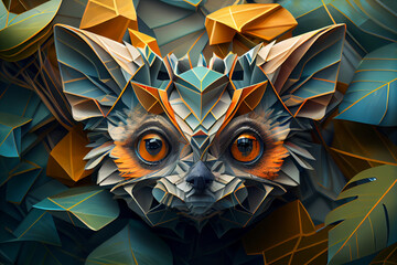 Beautiful abstract surreal geometric bush baby concept, contemporary colors and mood social background - obrazy, fototapety, plakaty