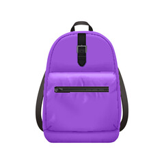 Purple Backpack Realistic Composition