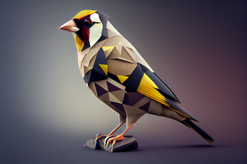 Beautiful abstract geometric goldfinch concept, contemporary colors and mood social background. - obrazy, fototapety, plakaty