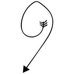 The arrow indicates the direction drawn by hand.