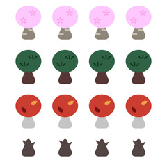 Fototapeta premium 四季がわかる木々のイラストセット