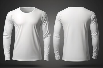Blank Long sleeve T shirt for men template, white color with dark background