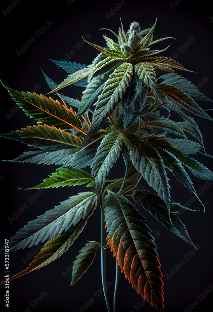 Aufkleber beautiful abstract illustrations cannabis leaf with lights on a bright bokeh background