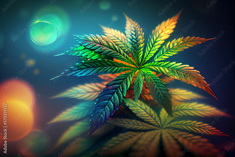 Aufkleber beautiful abstract illustrations cannabis leaf with lights on a bright bokeh background