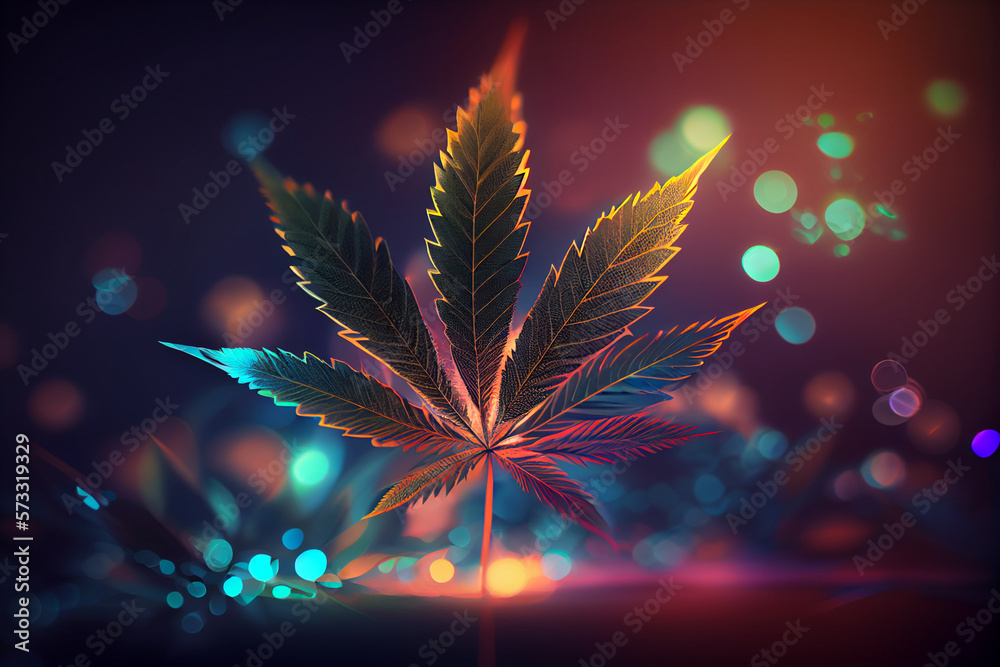 Aufkleber beautiful abstract illustrations cannabis leaf with lights on a bright bokeh background