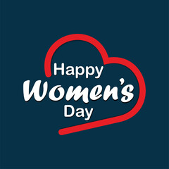 happy women's day with love shape typography