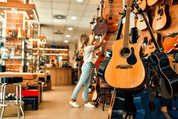 In a musical instrument store