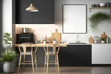 modern kitchen interior, poster board