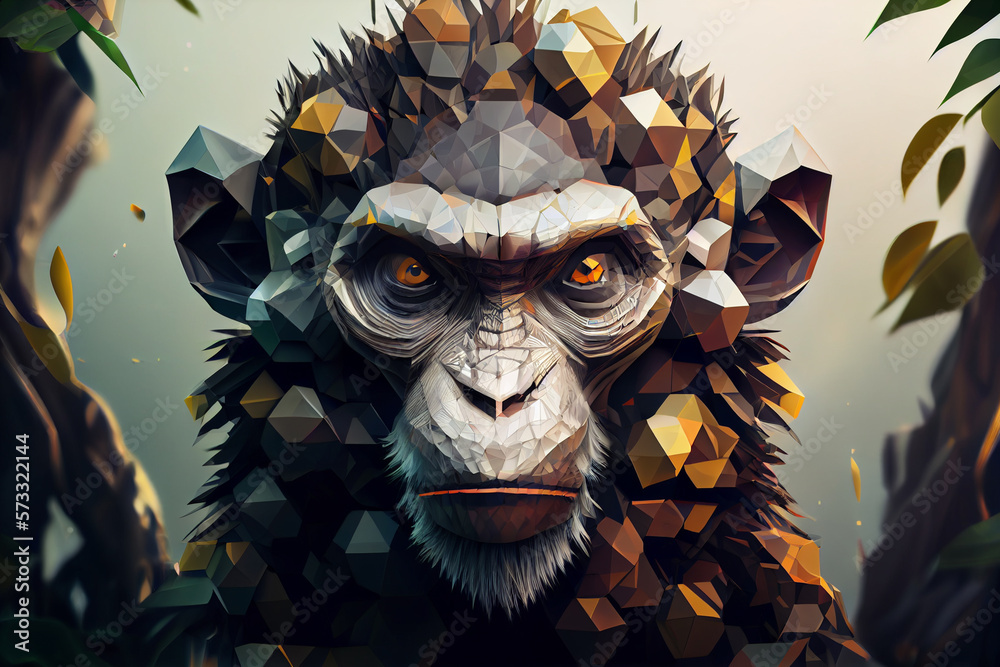 Poster beautiful abstract monkey background. generative ai technology