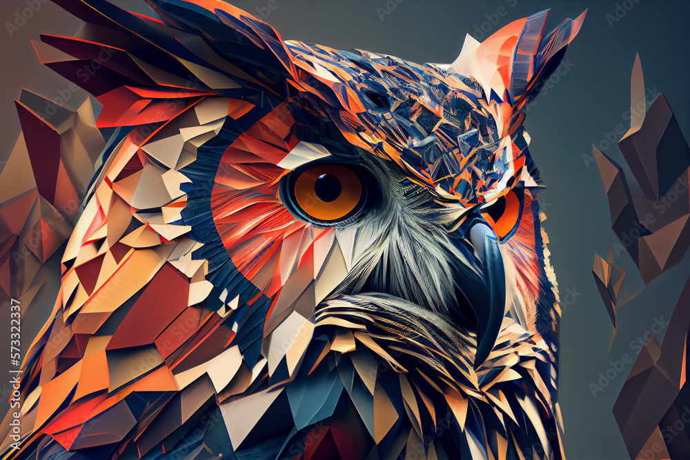 Poster beautiful abstract owl background. generative ai technology.