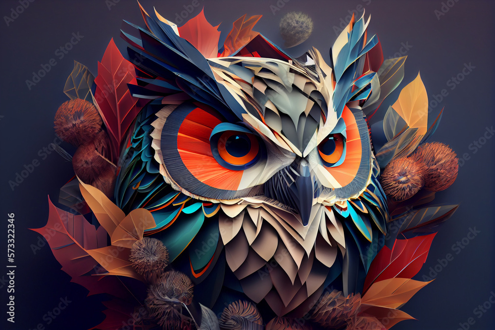 Poster beautiful abstract owl background. generative ai technology.