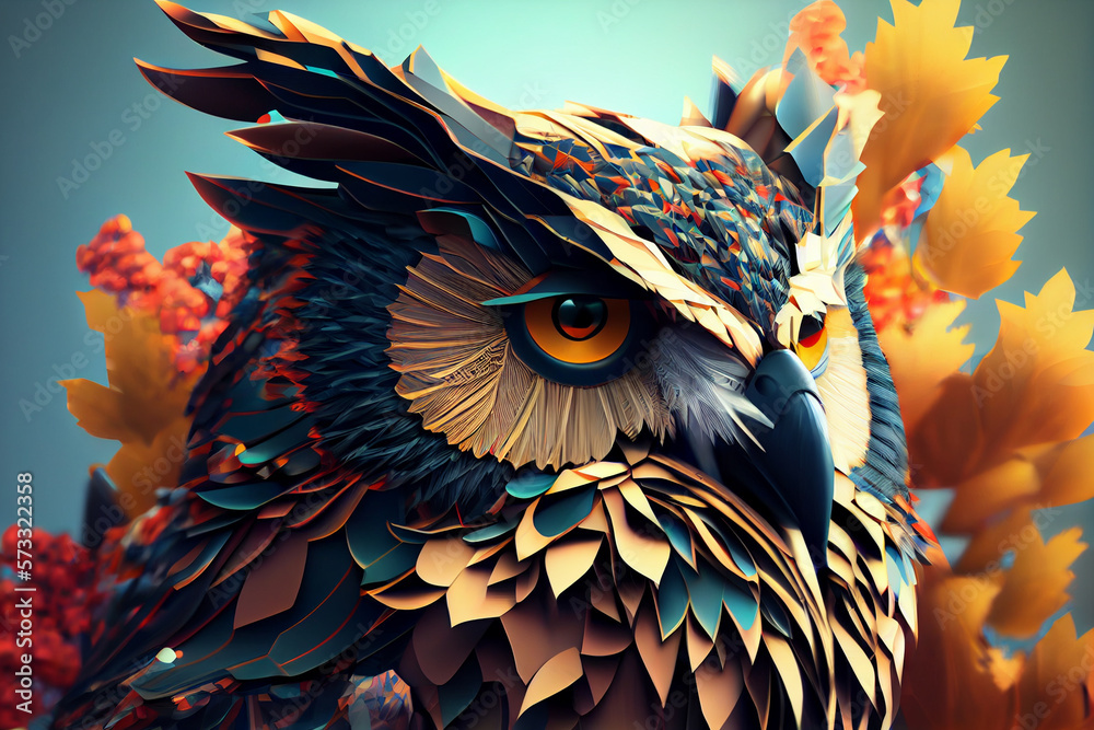 Poster beautiful abstract owl background. generative ai technology.