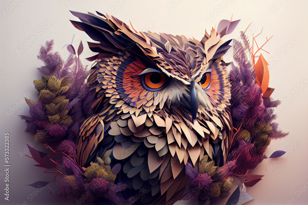Poster beautiful abstract owl background. generative ai technology.