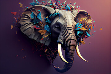 Beautiful abstract elephant background. Generative AI technology - obrazy, fototapety, plakaty