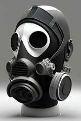 Fototapeta na wymiar 3d image of black and white gas mask - generative ai