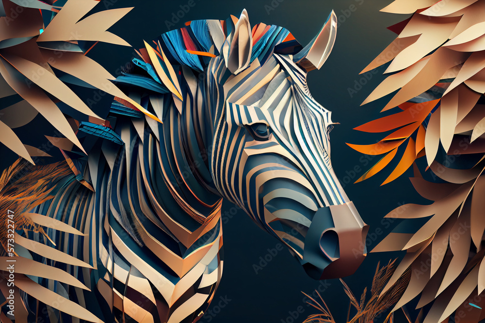 Poster Beautiful abstract Zebra background. Generative AI technology.
