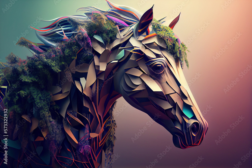 Poster beautiful abstract horse background. generative ai technology.