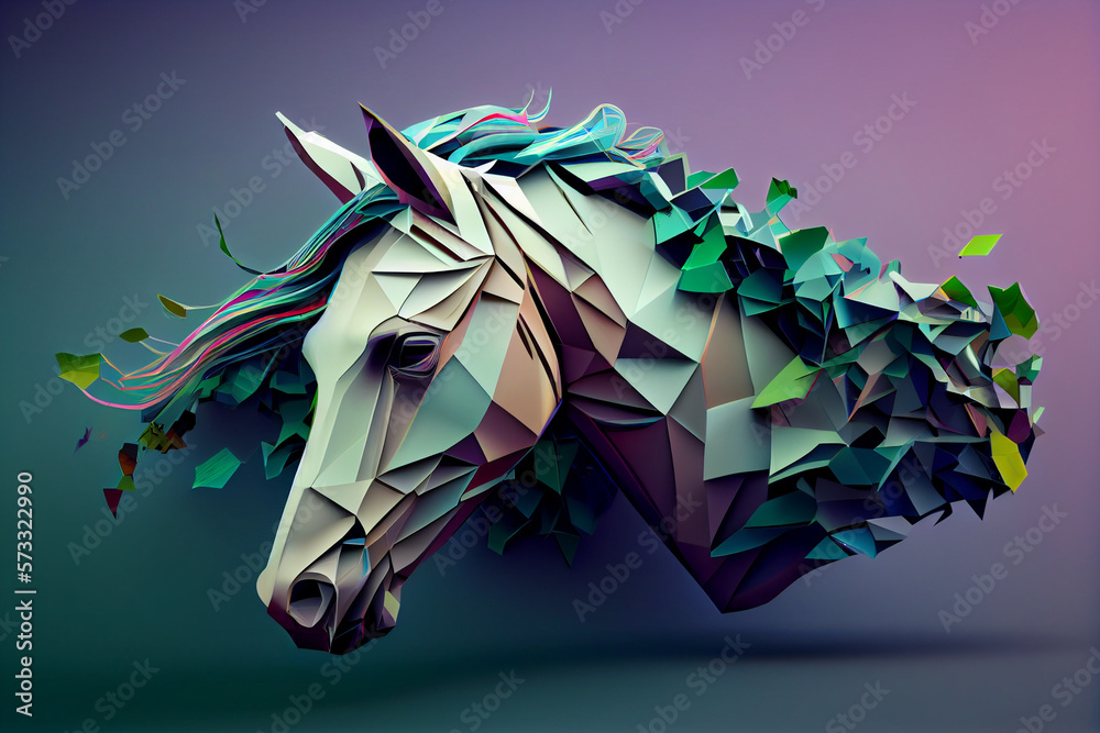 Poster beautiful abstract horse background. generative ai technology.