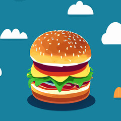 Hamburger color icon, vector symbol in flat, outline and isometric style
