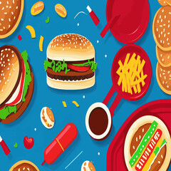 Hamburger color icon, vector symbol in flat, outline and isometric style