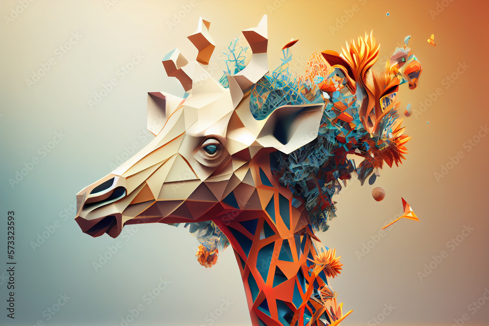 Poster beautiful abstract giraffe background. generative ai technology.