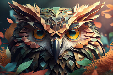 Beautiful abstract owl background. Generative AI technology