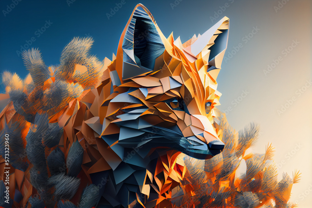 Poster beautiful abstract fox background. generative ai technology