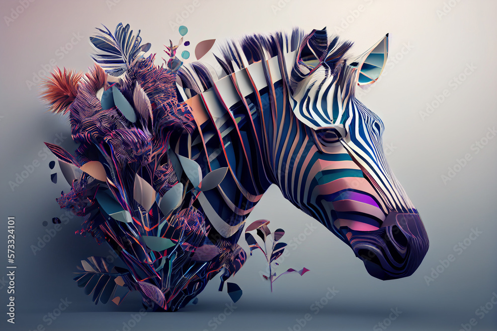 Poster Beautiful abstract Zebra background. Generative AI technology