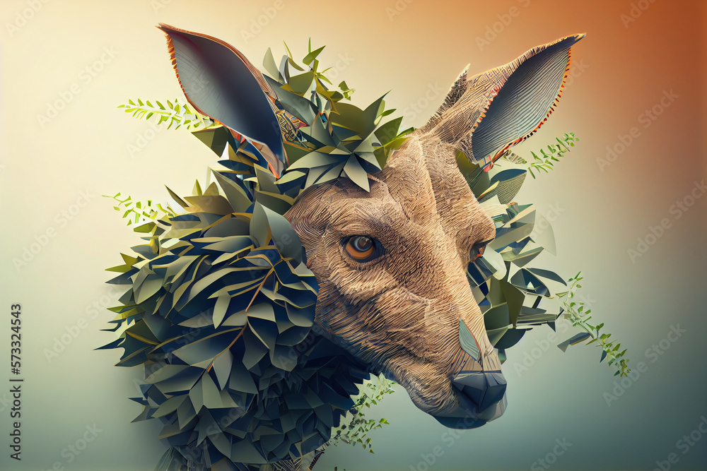 Aufkleber beautiful abstract kangaroo background. generative ai technology