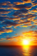 Obraz premium 3d image of sun behind the sea - generative ai