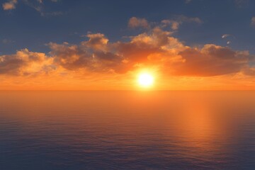 Obraz premium 3d image of sun behind the sea - generative ai