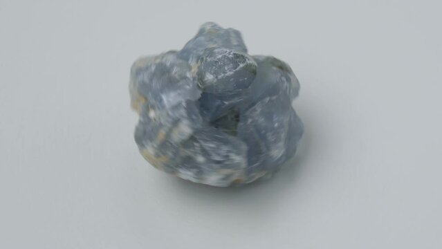Celestine Crystal Stone black backround mineral gemstone. Natural Azure rough crystals