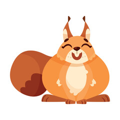 Funny Squirrel with Bushy Tail Laughing Expressing Emotion Vector Illustration