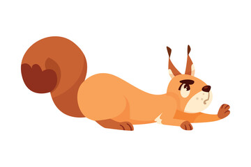 Funny Squirrel with Bushy Tail Sneaking with Frown Face Expressing Emotion Vector Illustration