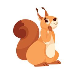 Funny Squirrel with Bushy Tail Looking Expressing Emotion Vector Illustration