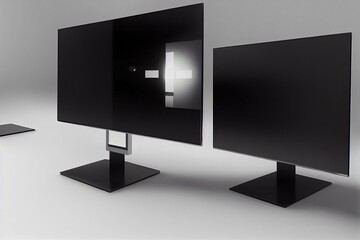 Computer display with blank white screen 3d. Generative AI - obrazy, fototapety, plakaty