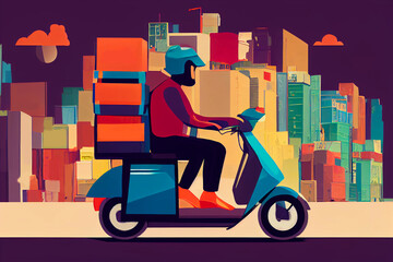 Delivery, the guy on the moped is carrying food. Generative AI