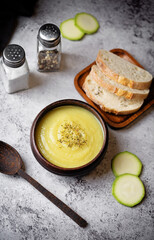 Zucchini soup in a bowl