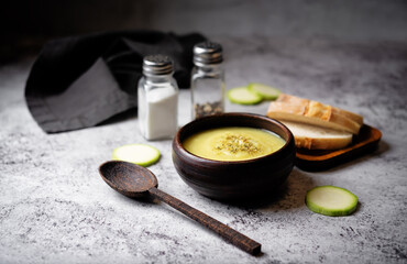 Zucchini soup in a bowl
