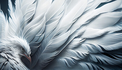 White feathers background, generative ai
