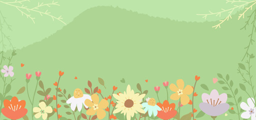 Beautiful Hand brush strokes line of botanical flowers sketch style. Vector spring illustration design for fashion,fabric ,and all prints on light green background color