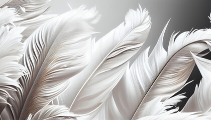 White feathers background, generative ai