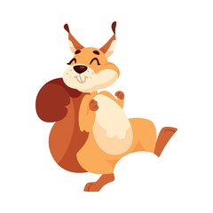 Funny Squirrel with Bushy Tail Cheering Expressing Emotion Vector Illustration
